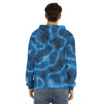 Blue Plasma Print Men's Velvet Pullover Hoodie