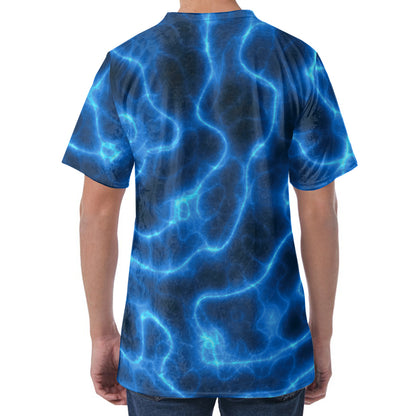 Blue Plasma Print Men's Velvet T-Shirt