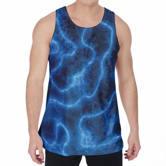 Blue Plasma Print Men's Velvet Tank Top