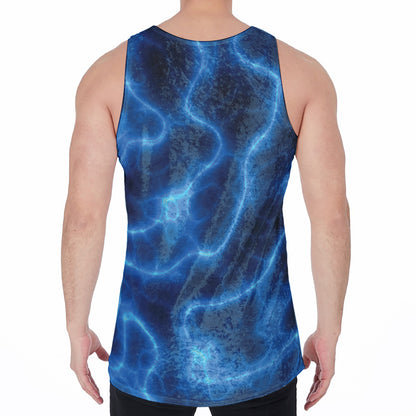 Blue Plasma Print Men's Velvet Tank Top