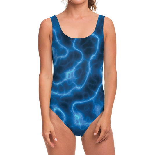 Blue Plasma Print One Piece Swimsuit