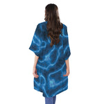 Blue Plasma Print Open Front Beach Cover Up