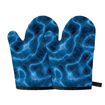 Blue Plasma Print Oven Mitts