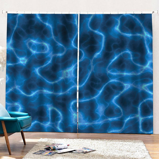 Blue Plasma Print Pencil Pleat Curtains