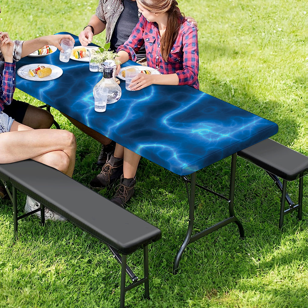 Blue Plasma Print Picnic Table Cover