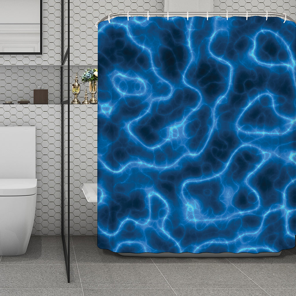 Blue Plasma Print Polyester Shower Curtain