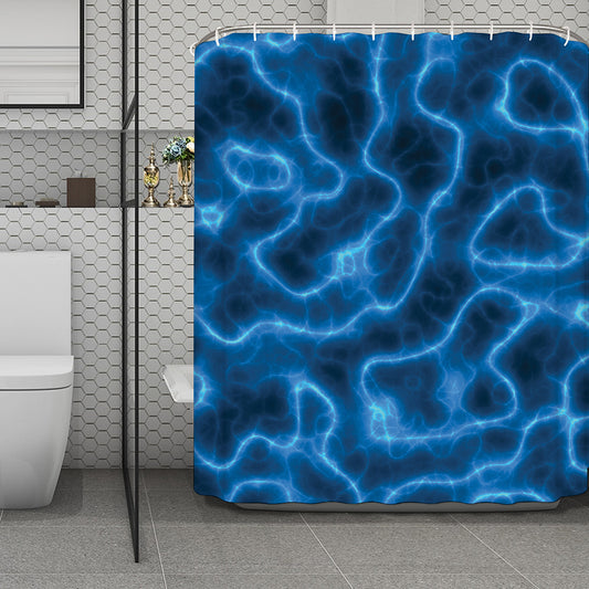 Blue Plasma Print Polyester Shower Curtain