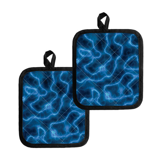 Blue Plasma Print Pot Holders