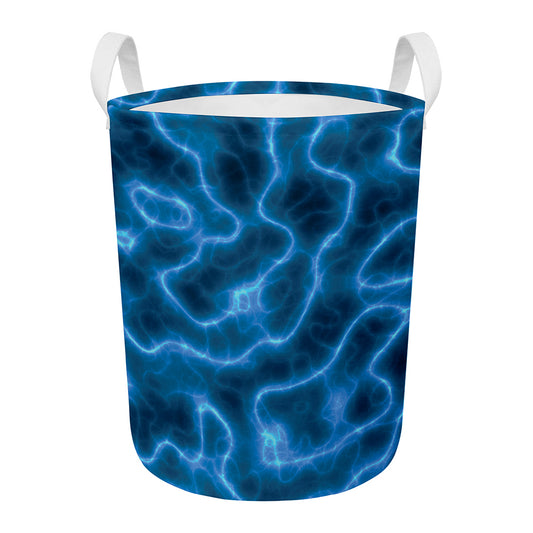 Blue Plasma Print Round Laundry Basket