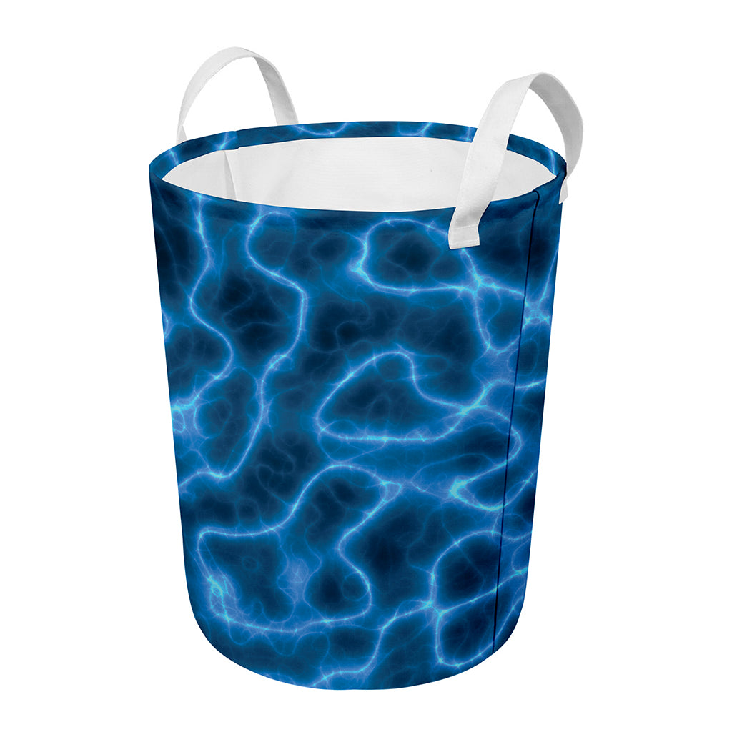 Blue Plasma Print Round Laundry Basket