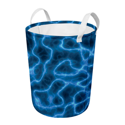 Blue Plasma Print Round Laundry Basket