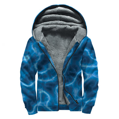 Blue Plasma Print Sherpa Lined Zip Up Hoodie