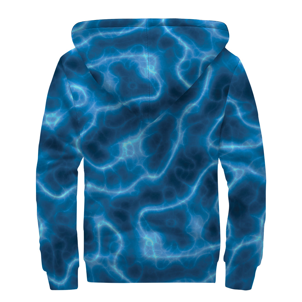 Blue Plasma Print Sherpa Lined Zip Up Hoodie