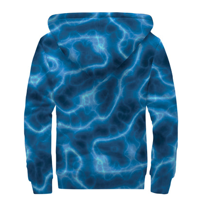 Blue Plasma Print Sherpa Lined Zip Up Hoodie