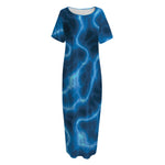 Blue Plasma Print Short Sleeve Long Nightdress