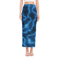 Blue Plasma Print Side Slit Maxi Skirt