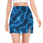 Blue Plasma Print Side Slit Mini Skirt