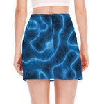 Blue Plasma Print Side Slit Mini Skirt