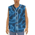 Blue Plasma Print Sleeveless Baseball Jersey
