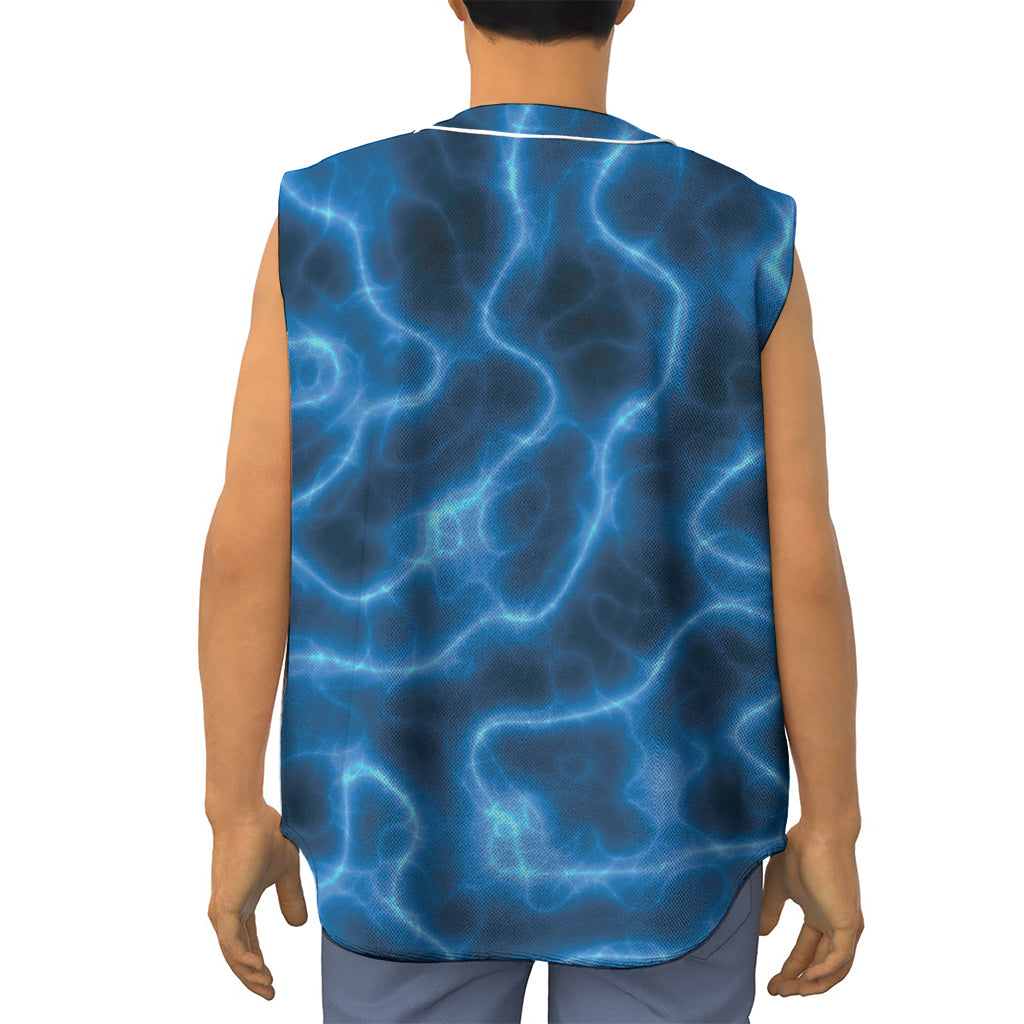 Blue Plasma Print Sleeveless Baseball Jersey