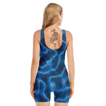 Blue Plasma Print Sleeveless One Piece Swimsuit
