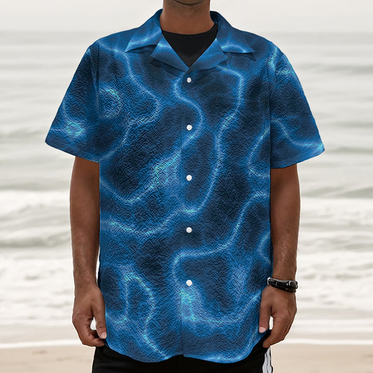 Blue Plasma Print Textured Short Sleeve Shirt