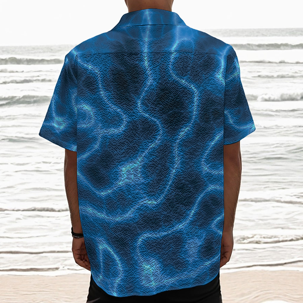 Blue Plasma Print Textured Short Sleeve Shirt
