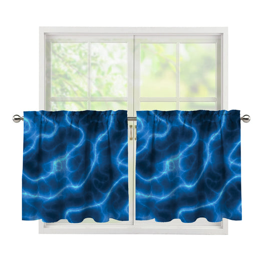 Blue Plasma Print Tier Curtains