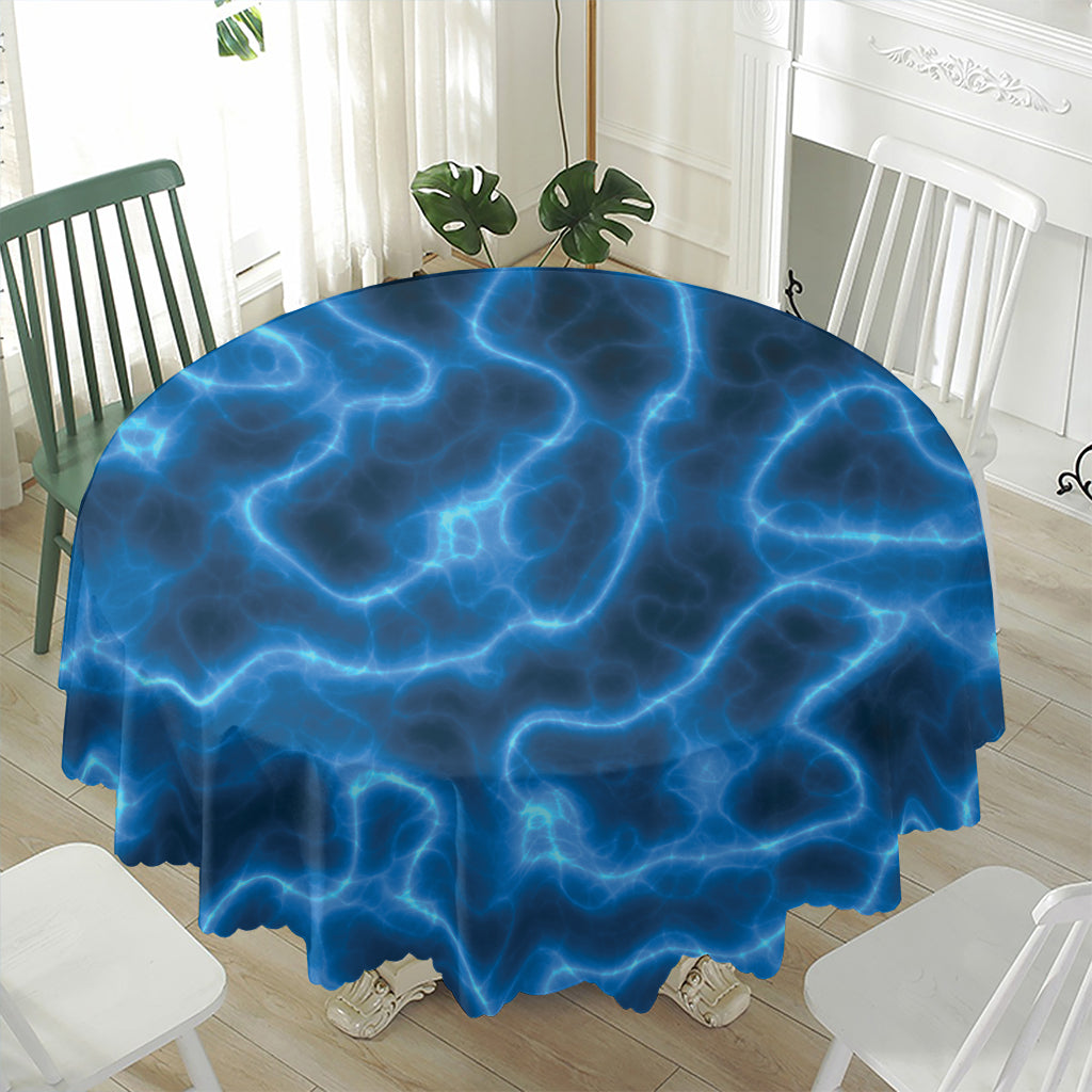 Blue Plasma Print Waterproof Round Tablecloth