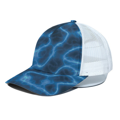 Blue Plasma Print White Mesh Trucker Cap