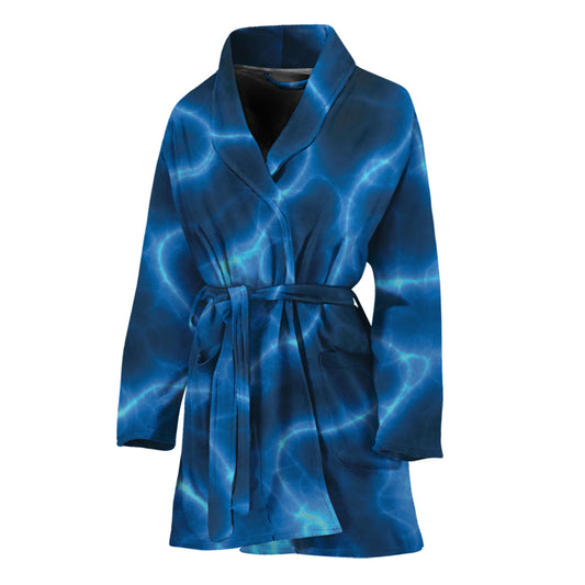 Blue Plasma Print Women's Bathrobe