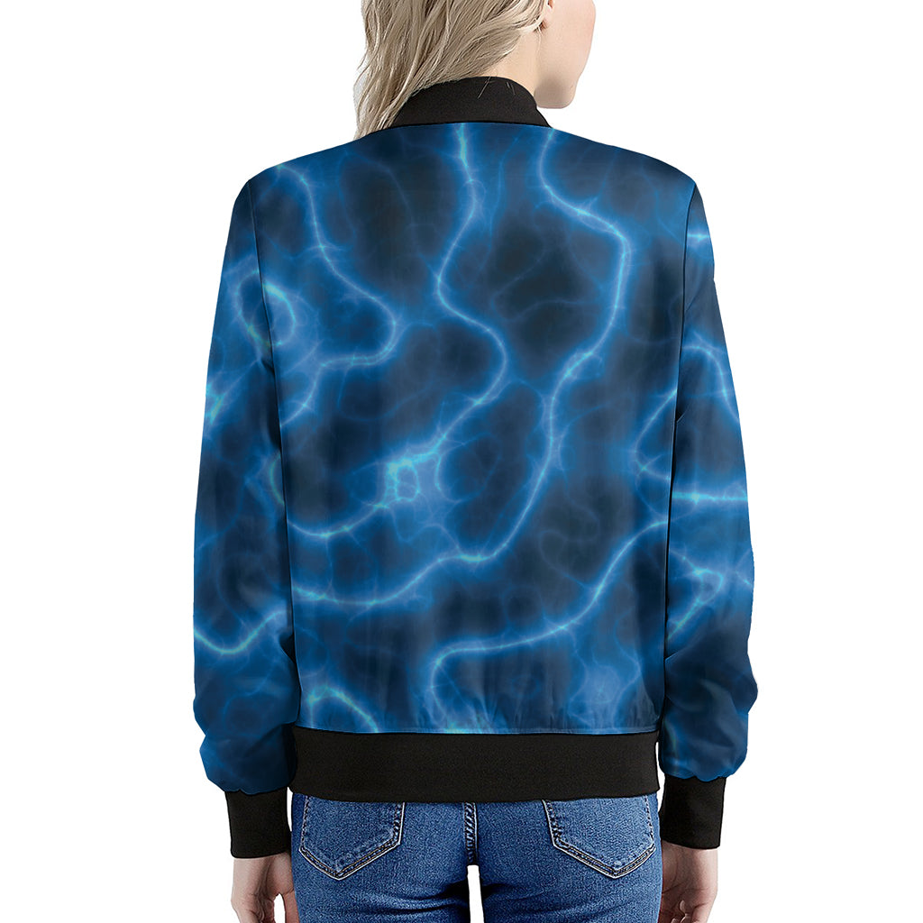 Blue Plasma Print Women's Bomber Jacket