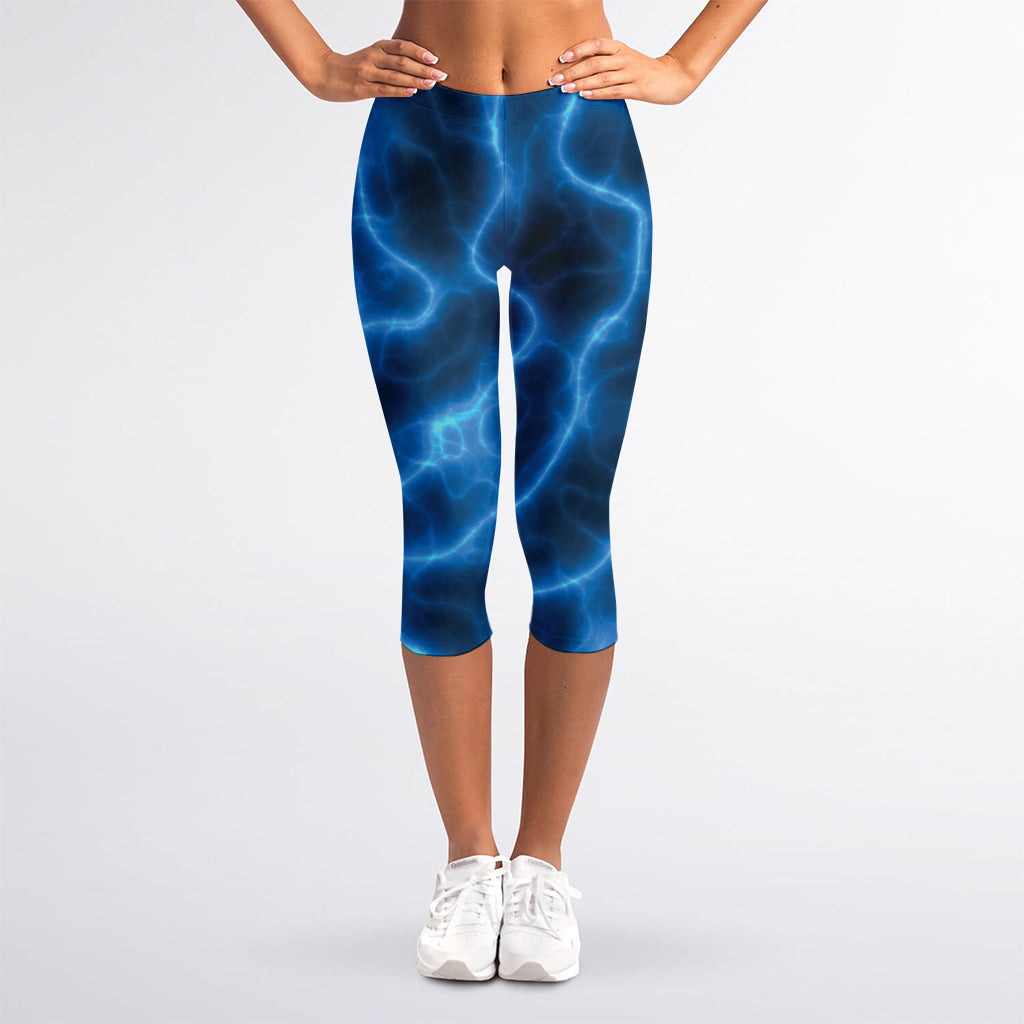 Blue Plasma Print Women's Capri Leggings