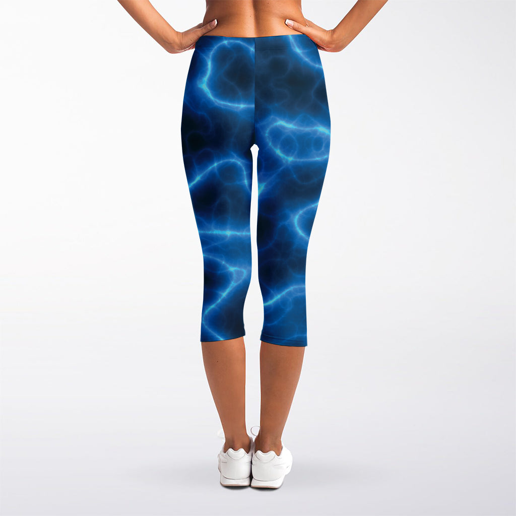 Blue Plasma Print Women's Capri Leggings