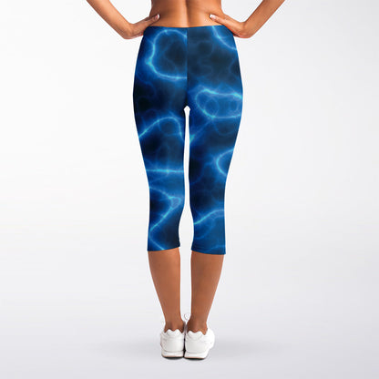 Blue Plasma Print Women's Capri Leggings