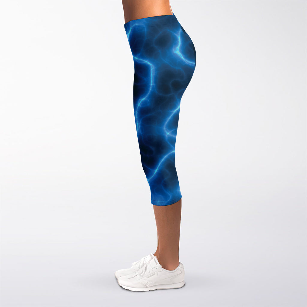 Blue Plasma Print Women's Capri Leggings
