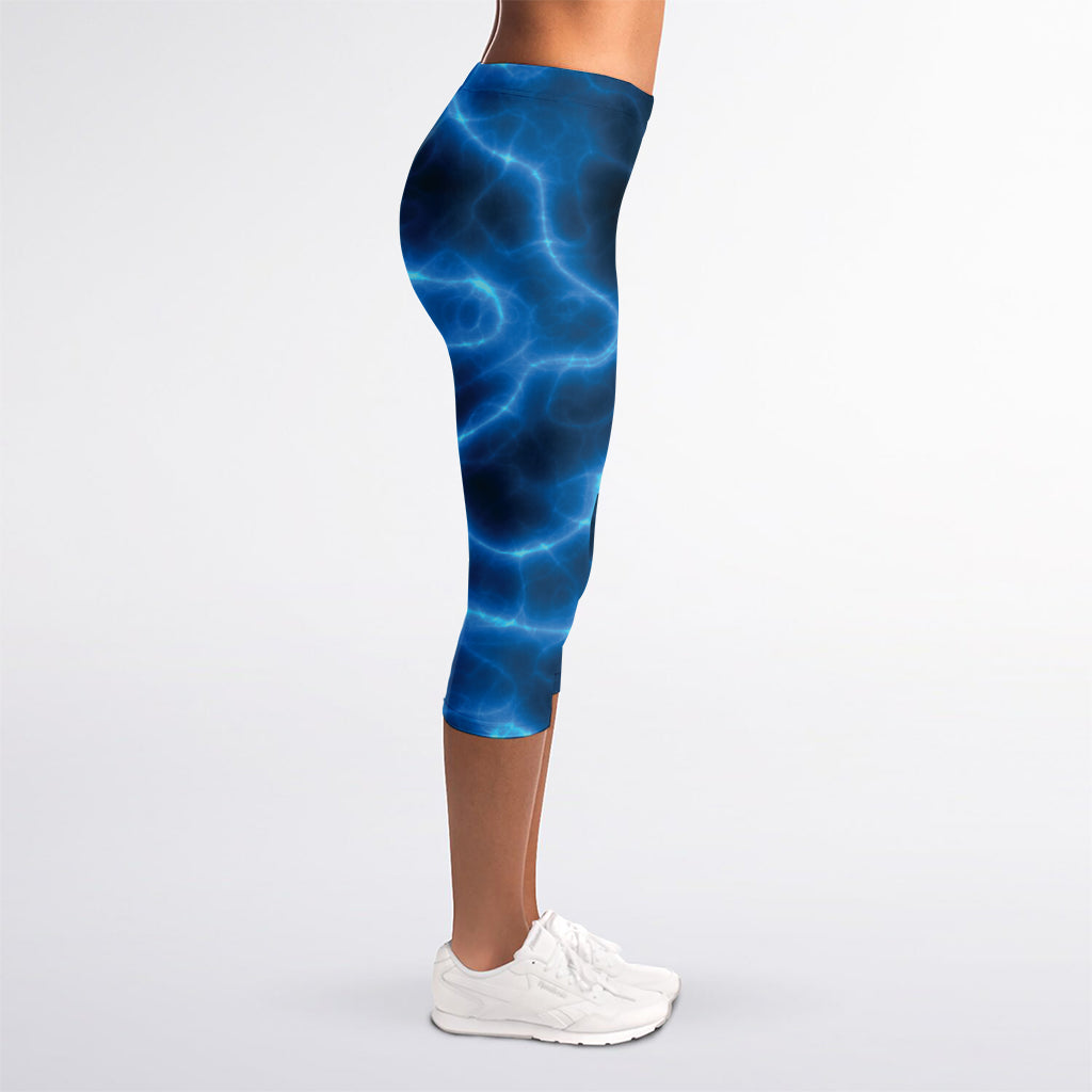 Blue Plasma Print Women's Capri Leggings