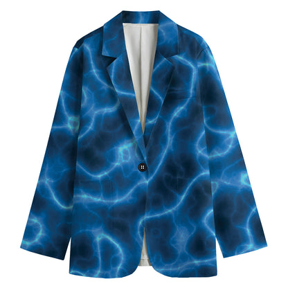 Blue Plasma Print Women's Cotton Blazer