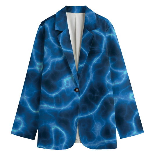 Blue Plasma Print Women's Cotton Blazer