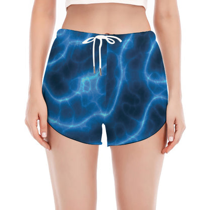 Blue Plasma Print Women's Split Running Shorts