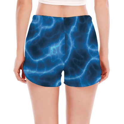 Blue Plasma Print Women's Split Running Shorts