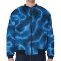 Blue Plasma Print Zip Sleeve Bomber Jacket