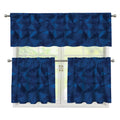 Blue Polygonal Geometric Print 3 Piece Kitchen Curtains