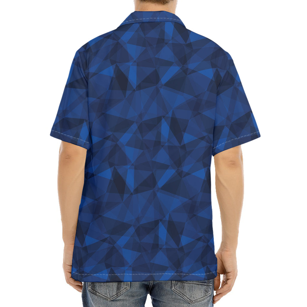Blue Polygonal Geometric Print Aloha Shirt