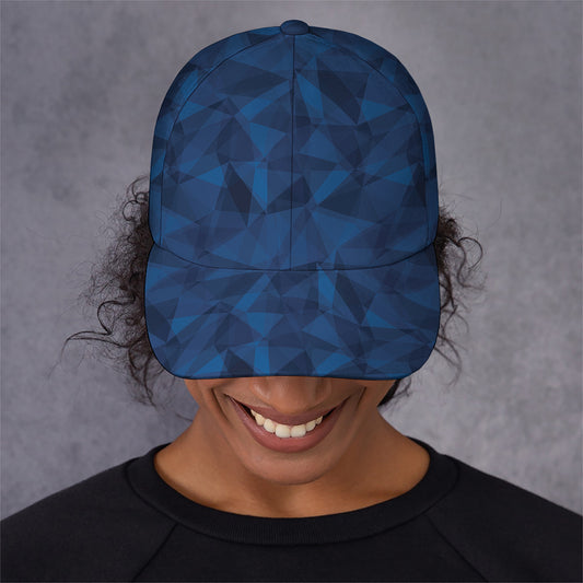 Blue Polygonal Geometric Print Baseball Cap