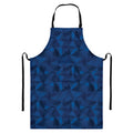 Blue Polygonal Geometric Print Bib Apron With Pocket