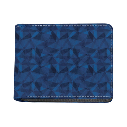 Blue Polygonal Geometric Print Bifold Wallet