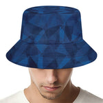 Blue Polygonal Geometric Print Bucket Hat