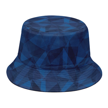 Blue Polygonal Geometric Print Bucket Hat