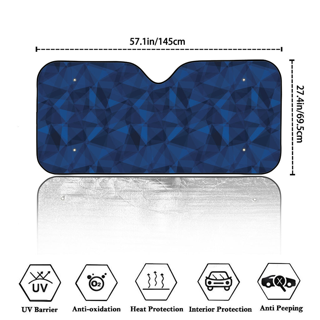 Blue Polygonal Geometric Print Car Windshield Sun Shade